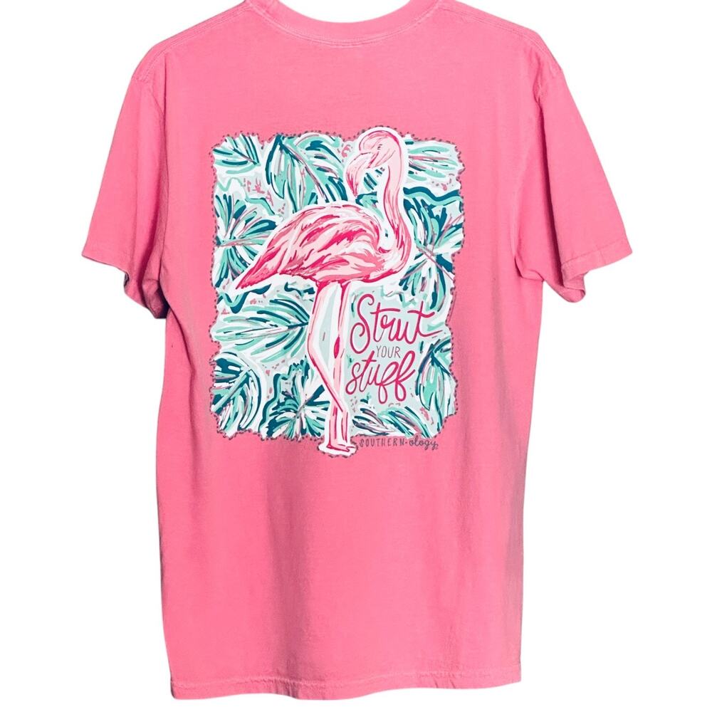 Comfort Colors Pink Flamingo T-Shirt Medium Strut Your Stuff Southernology NEW
